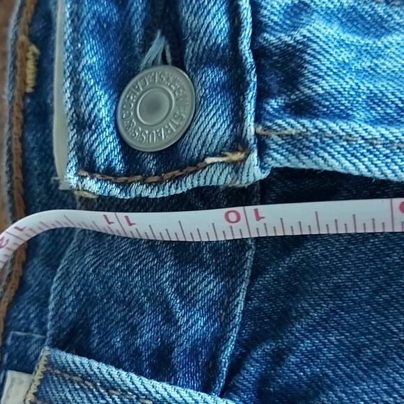 Levi's RIBCAGE STRAIGHT ANKLE CROPPED DISTRESSED JEANS Blue Size 24 - Picture 14 of 16